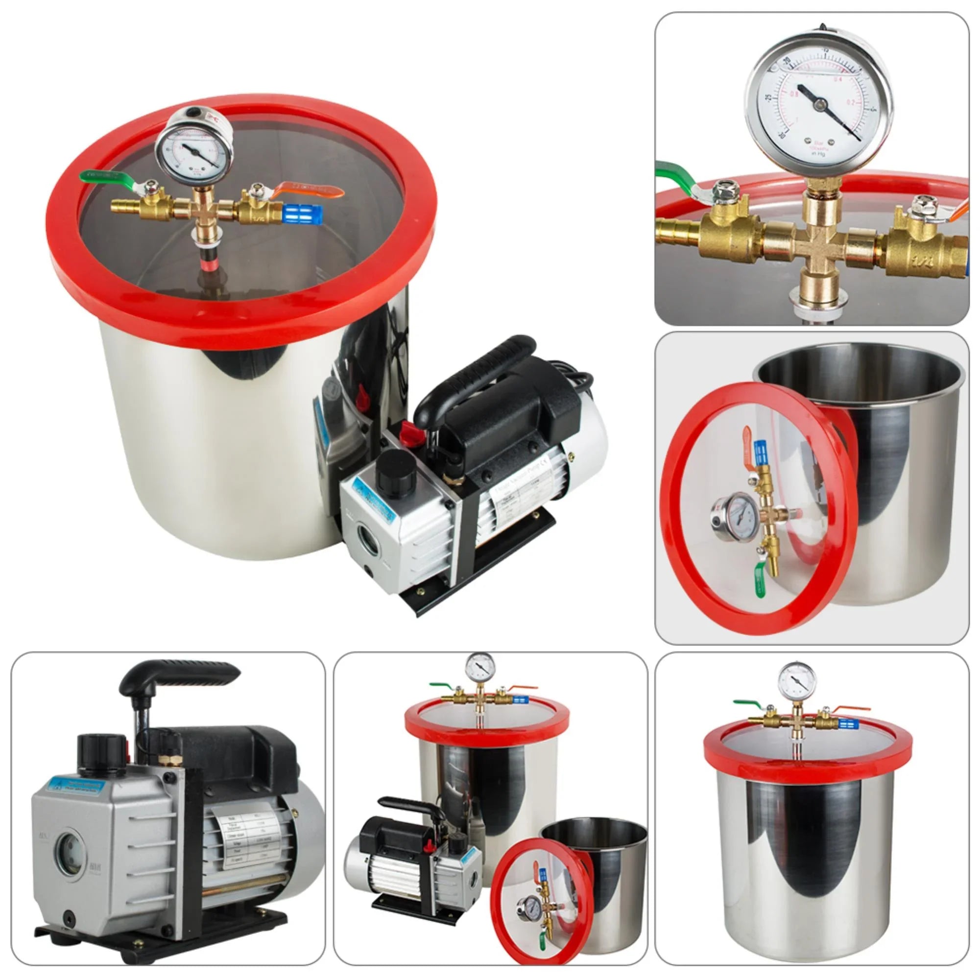 Stainless Pump Bubbles The Vacuum Powerful Silicone Gallon] Efficiently Degassing - Vacuum 3CFM Chamber [5 and Eliminate Ultimate Kit Air Steel Our with Machine
