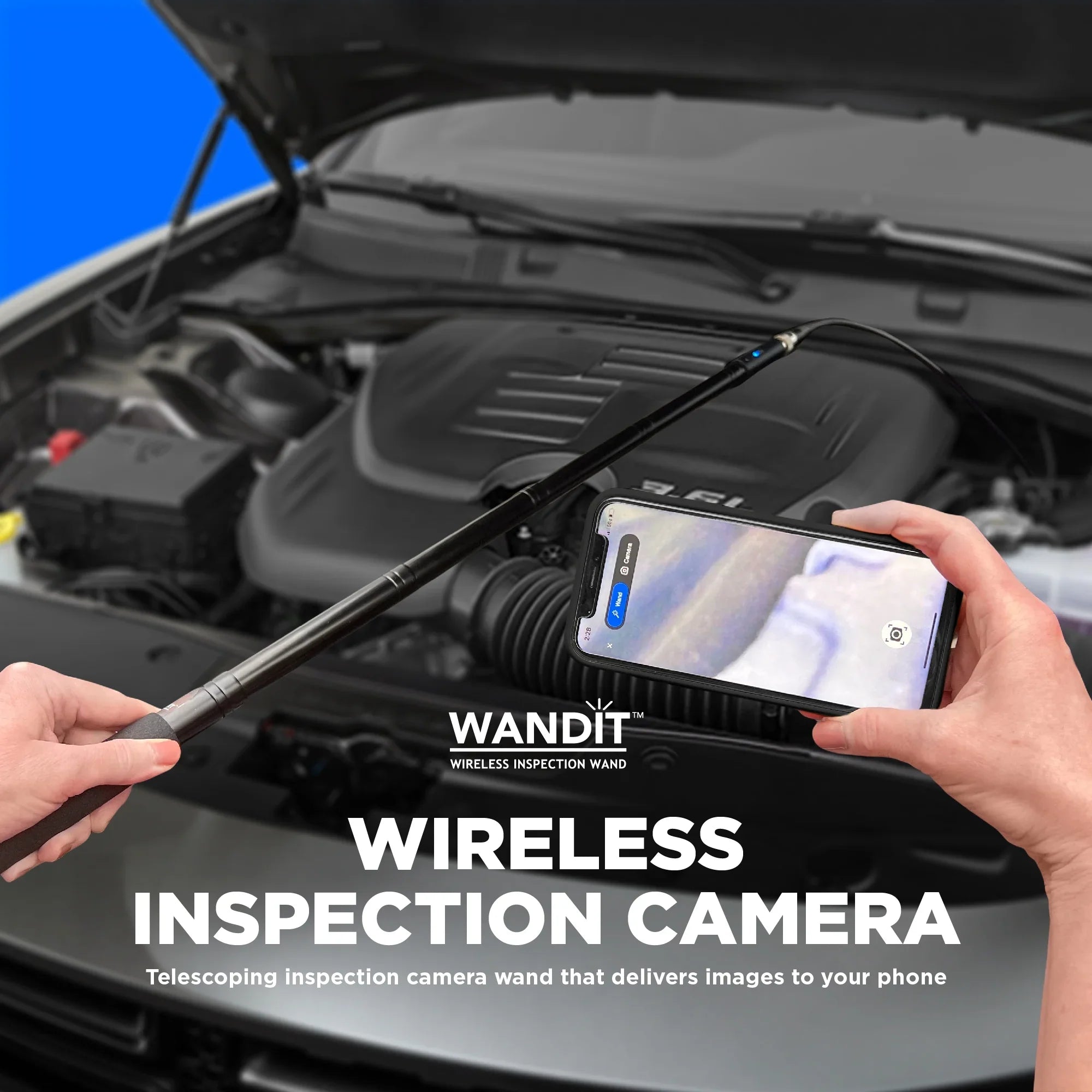 Light Anywhere, Your - 41 - Anything, to Extendable, Camera Inch Wand Degree Camera - Flexible Anytime Images with Rechargeable - WANDIT Capture 360 Phone Inspection Inspection Inspect Wireless