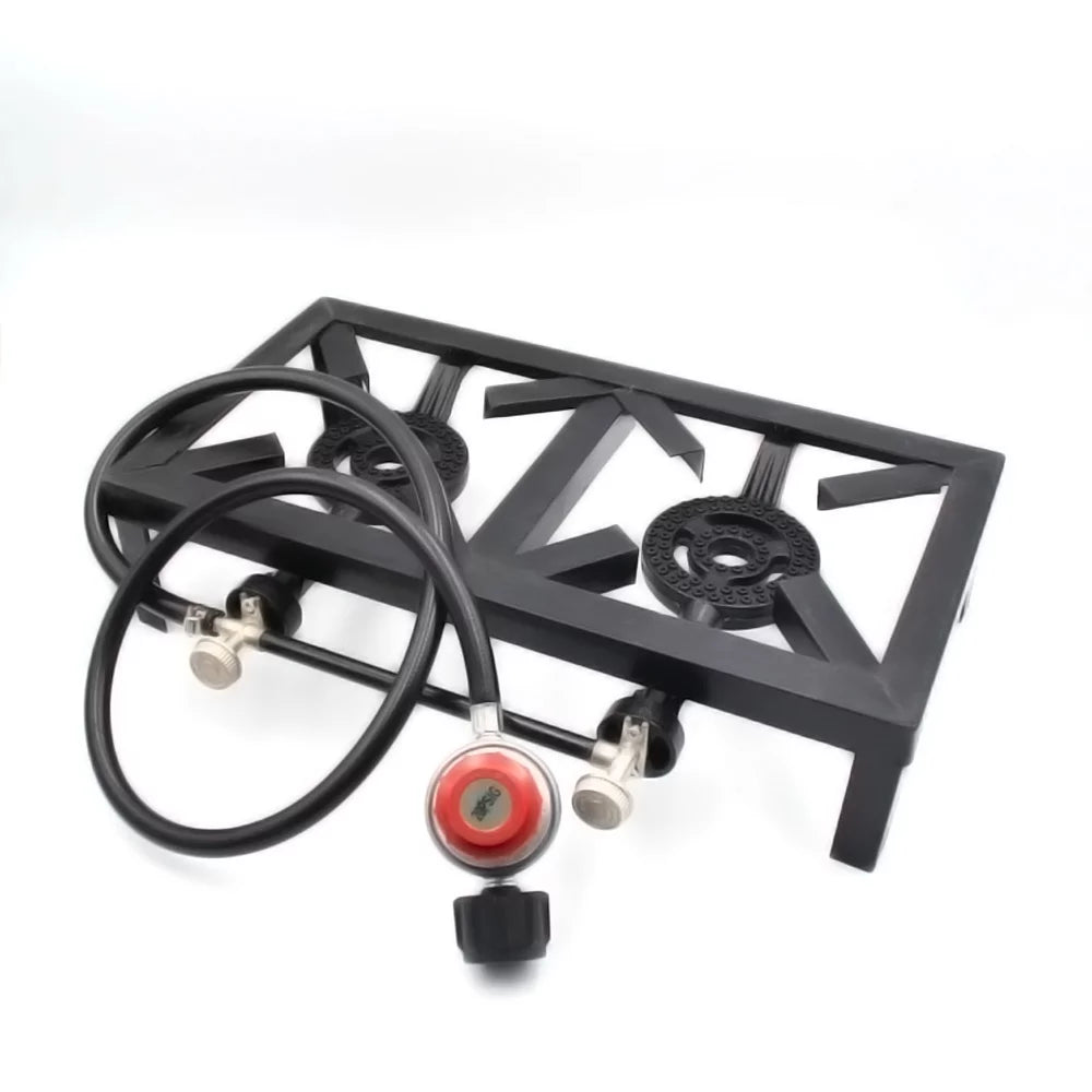 Reliable Camping Iron Furnace Double (Standard), Durable for for BBQ Anself Cooking Cooking Patio Gas Cast and Stove Needs Propane