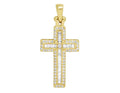 0.4CT Diamond Yellow Baguette 14K 1.25" Gold Cross