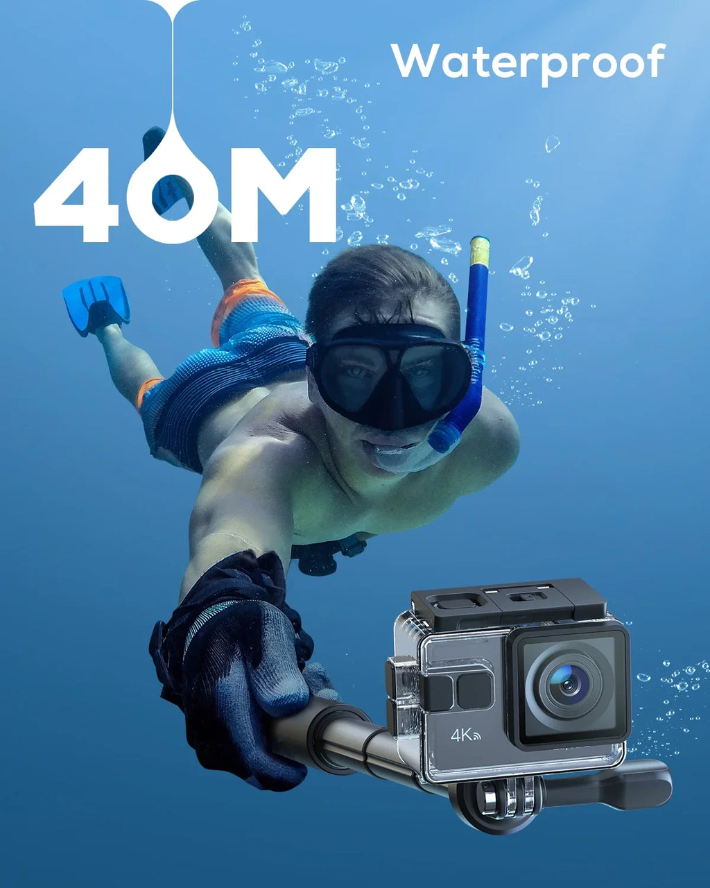 40M Cam Camera Action Action Camera 20MP WOLFANG Video Stabilization Underwater WiFi 4K Waterproof Camera EIS 170�