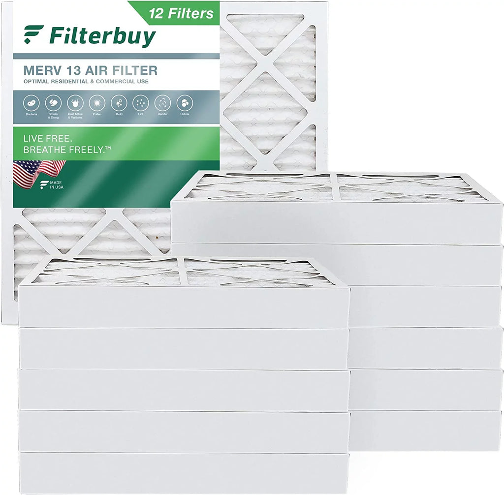 Air 13 MERV AC HVAC Furnace Pleated (12-Pack) 25x25x4 Filters Filterbuy