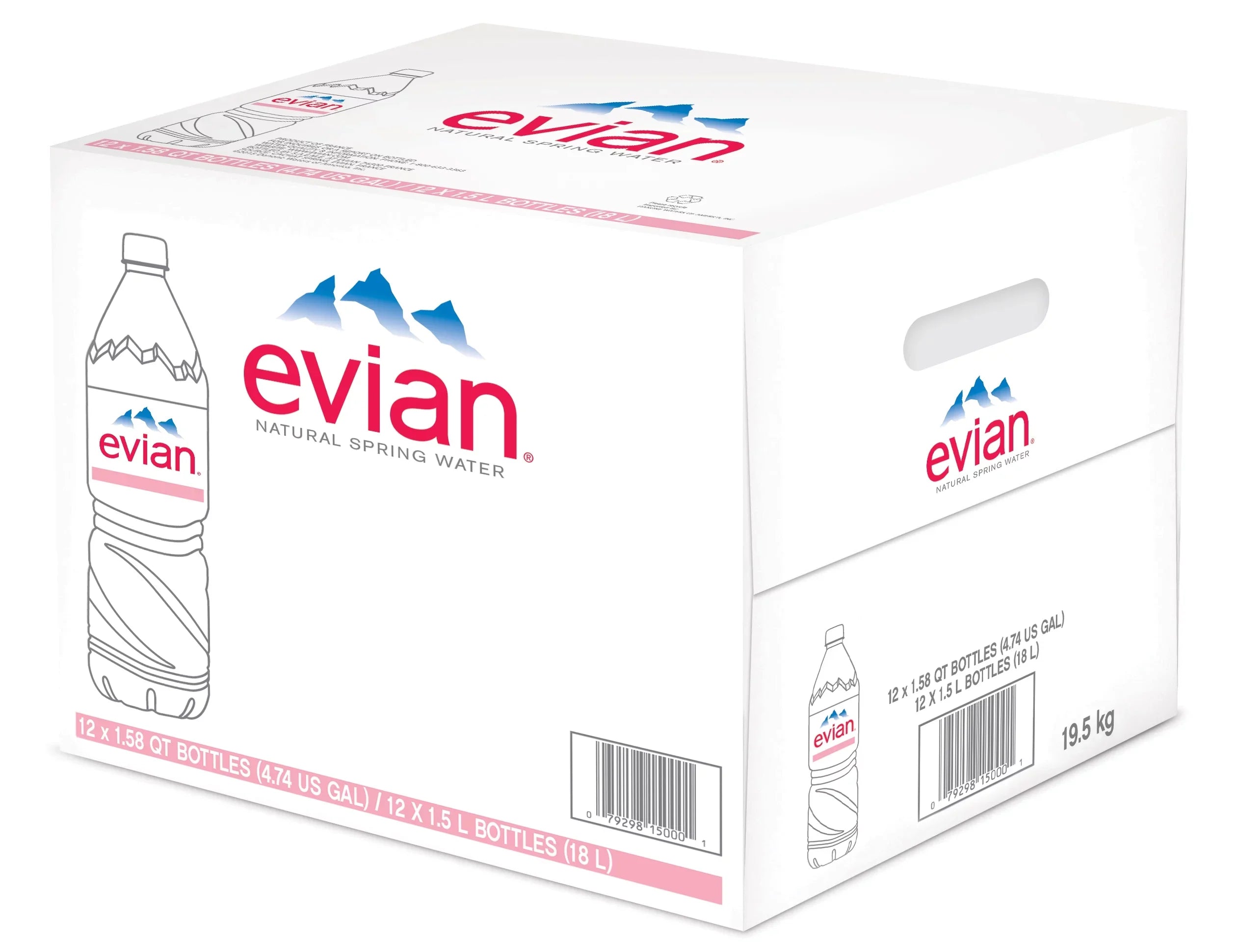 Count evian Spring 50.7 Natural 12 liquid, Oz, Bottles Fl