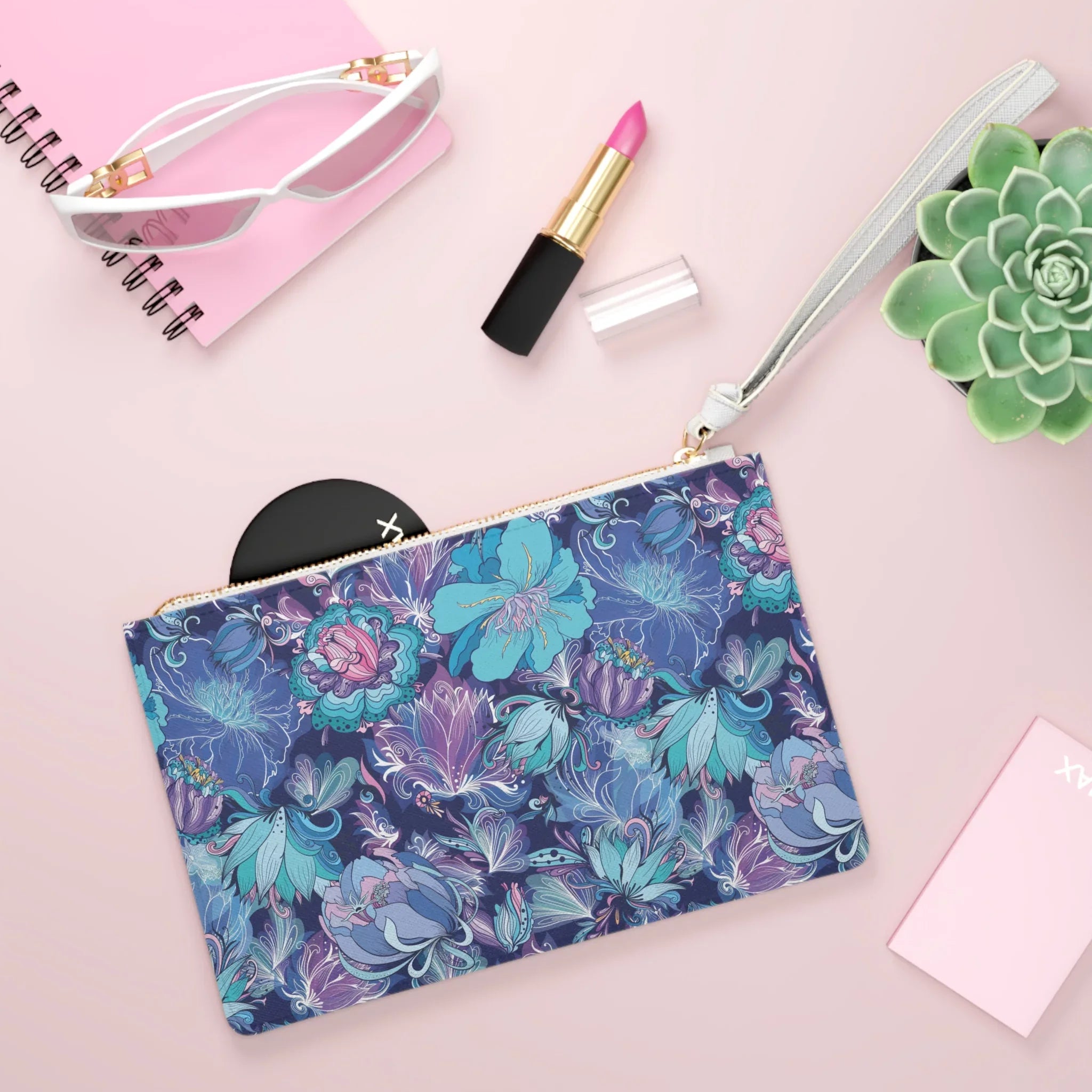 Clutch White Floral Fusion Navy, Purple, Bag