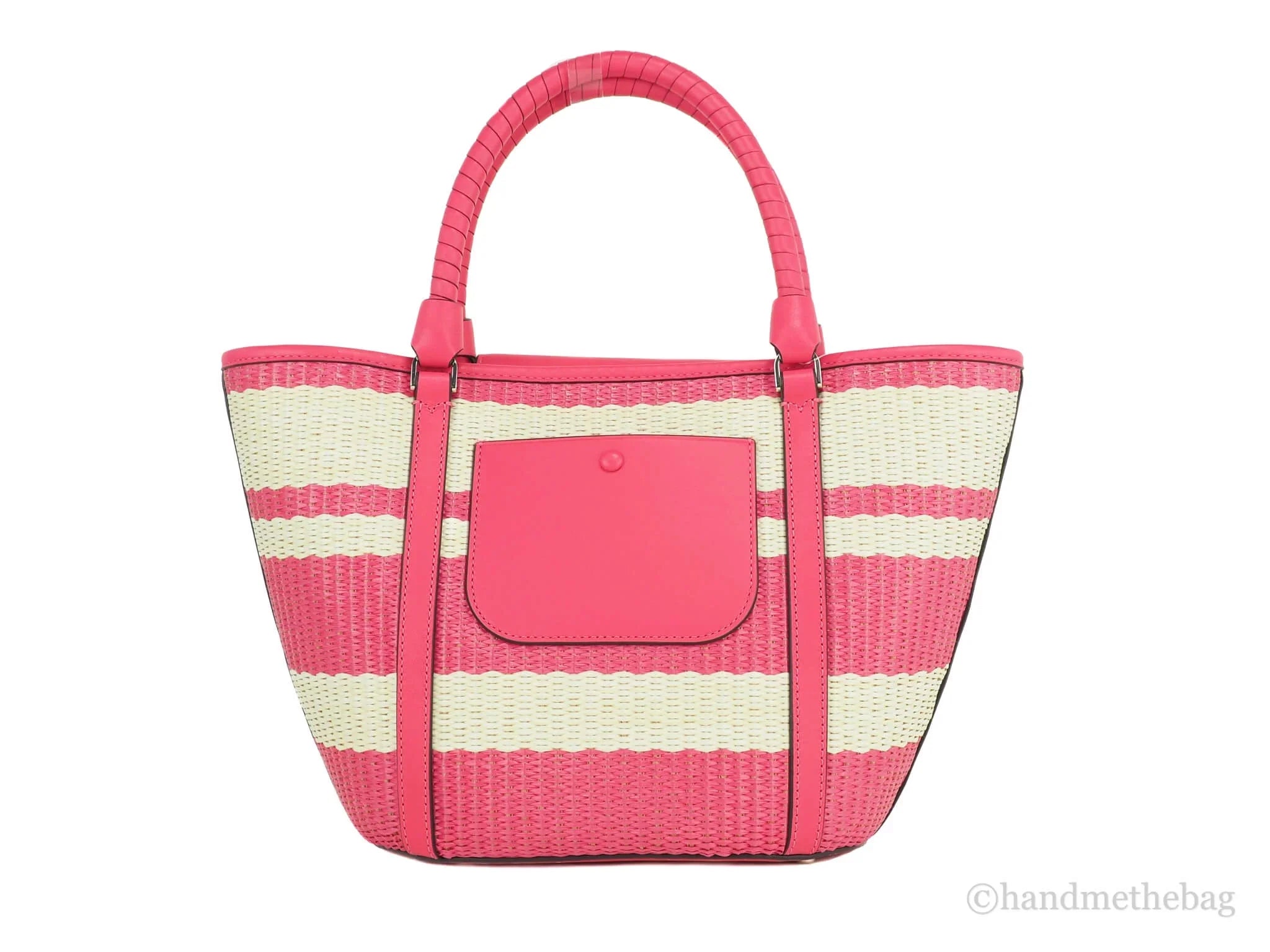 Pink Straw Convertible Tote Bikini Cruise Spade Striped Medium Kate Handbag Bag