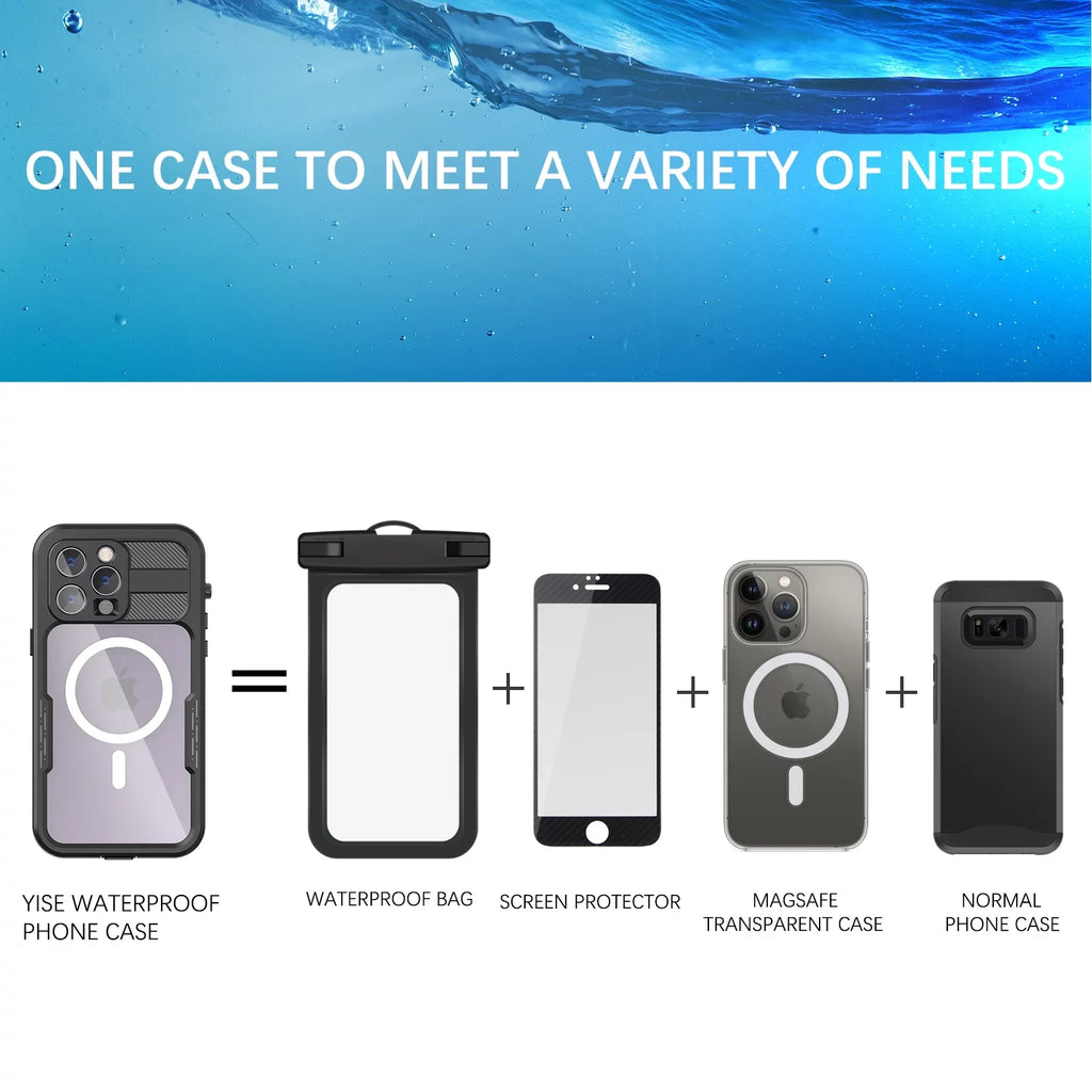 for with Dropproof][Dustproof][Compatible Underwater][14FT Waterproof, Pro Pro Black Case - MagSafe] Screen iPhone for 6H [Real 14 14 Built-in Protector iPhone 6.1" 360][IP68 Military