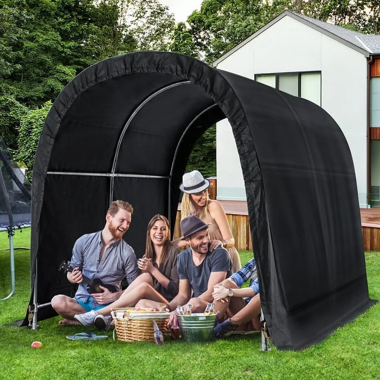 Duty Carport, for 7 Hommow 8 Heavy Shed, x Garden, FT exterior FT Black Garage Patio, Tool Tent, Storage Portable