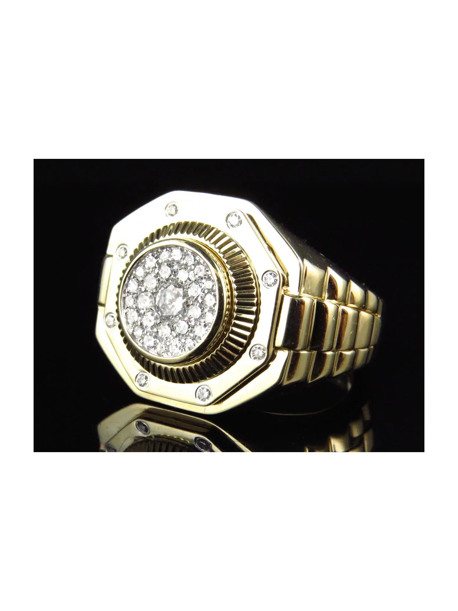 Set Ct) Ring Stunning (1.0 Cluster Diamond Octagon