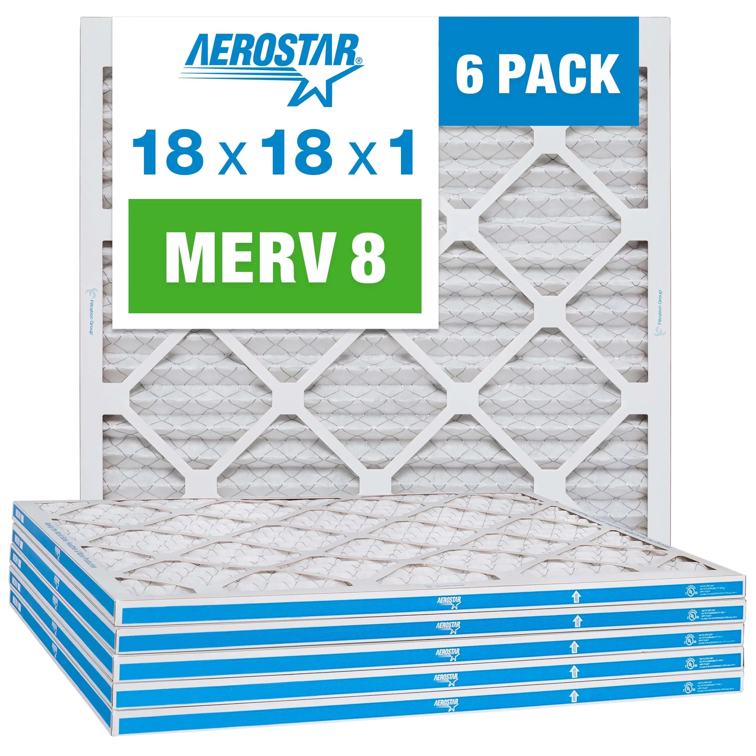 Filter, 8 Aerostar Air Filter, AC Pack Air Pleated 6 MERV Furnace 18x18x1