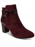 Padded Burgundy Booties Ivyy W Heel Zip-Up Toe Block 7 SCOTT Almond Media Buckle Accent KAREN Womens Mixed