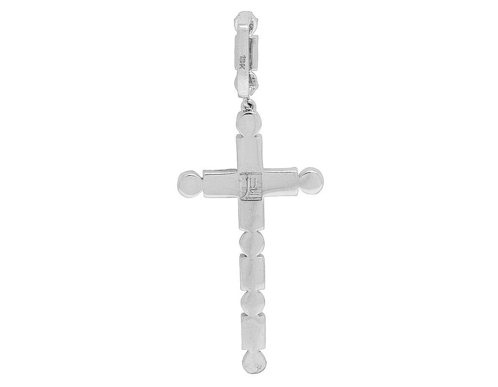 Diamond 1.2CT 2" Cross Real 10K Unisex Flower Baguette White Cluster Gold