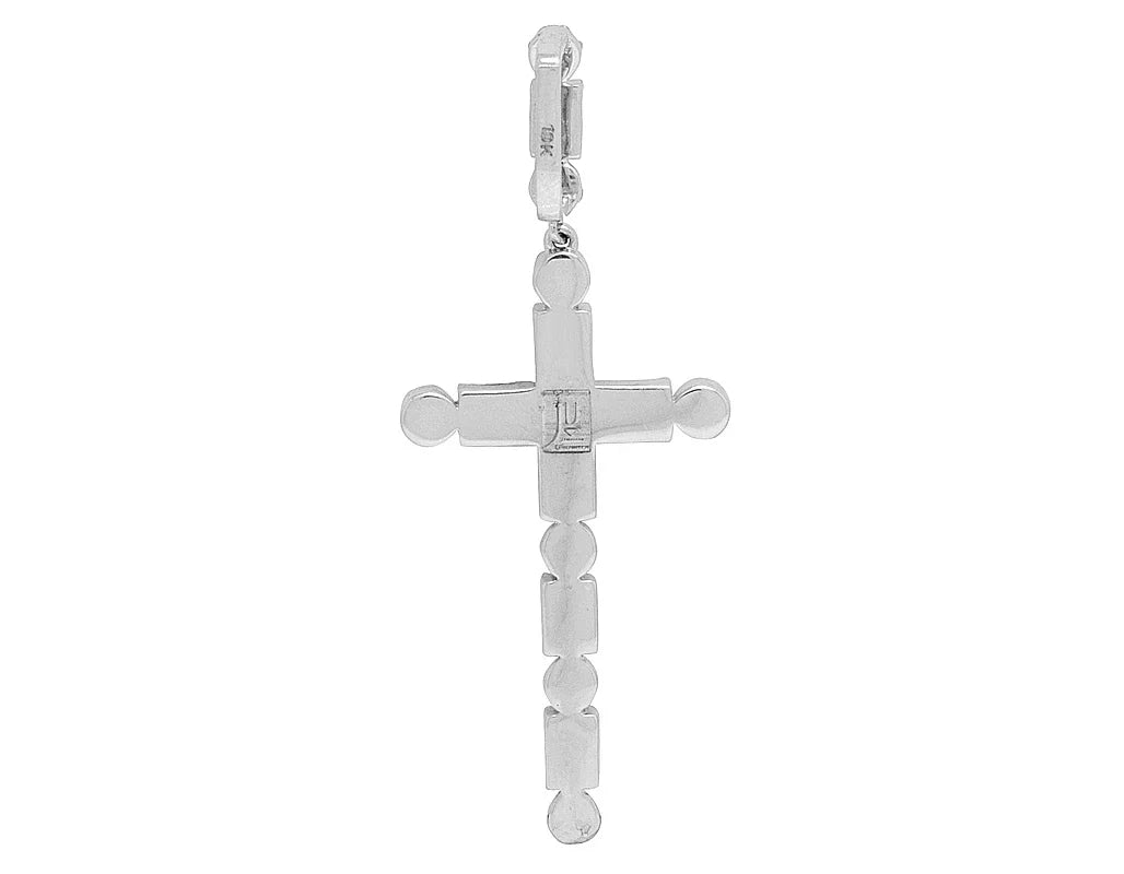 Diamond 1.2CT 2" Cross Real 10K Unisex Flower Baguette White Cluster Gold
