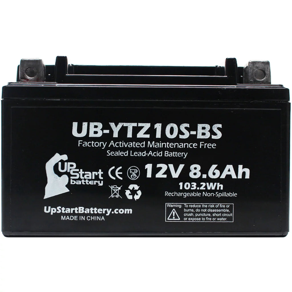 Battery Maxam Battery 250CC Factory Replacement Yamaha 12V, UB-YTZ10S-BS for 4-Pack Maintenance 2010 UpStart Activated, Scooter - 8.6Ah, Free,