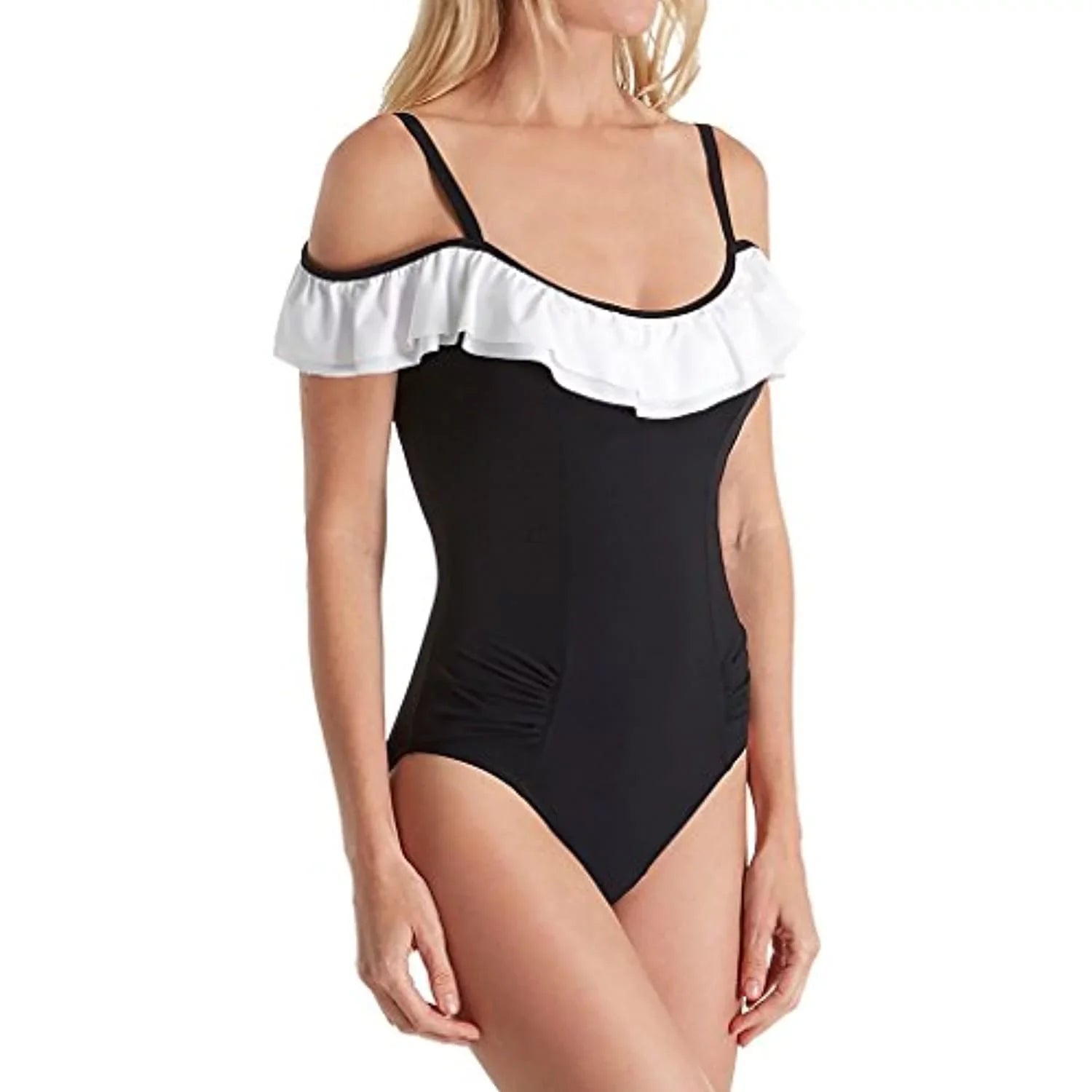 Piece Off by Gala Gottex Shoulder 14 Black/White, One Profile Women's The Swimsuit,