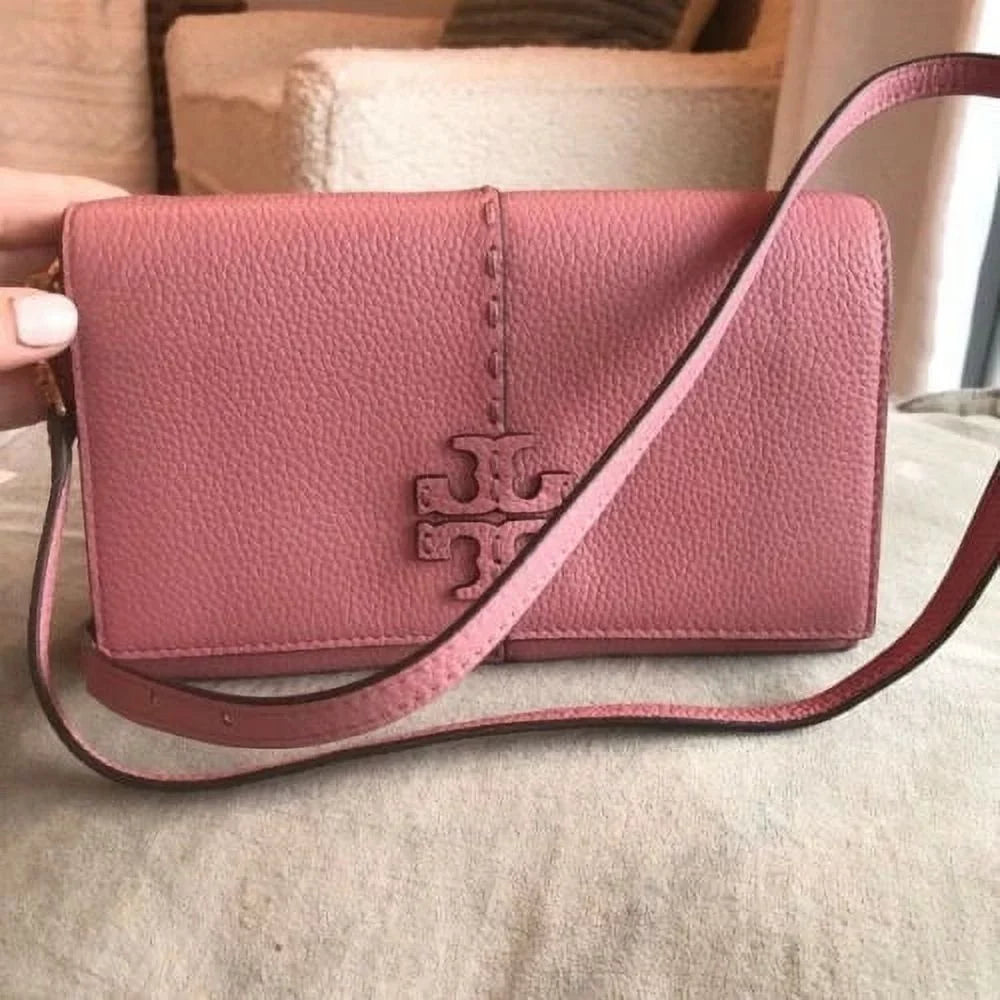 Crossbody Burch Leather Shoulder McGraw NW Handbag Pink Wallet Bag Magnolia Tory