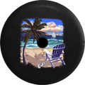 Camera & Beach for 2018 RV Sand Trees Backup Palm Tire Chair 2019 Spare Ocean Waves at Jeep Inch the Cover 32 Wrangler Blue JL