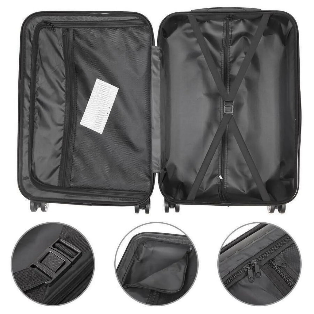 ABS TSA with Trolley Wine Red, Set Lock, 3-Piece Luggage