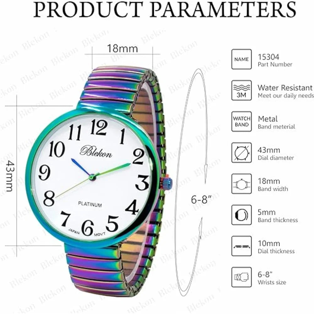 Fashion Band Blekon Large Face Movement Super Collections New PC21J Stretch Japanese Watch