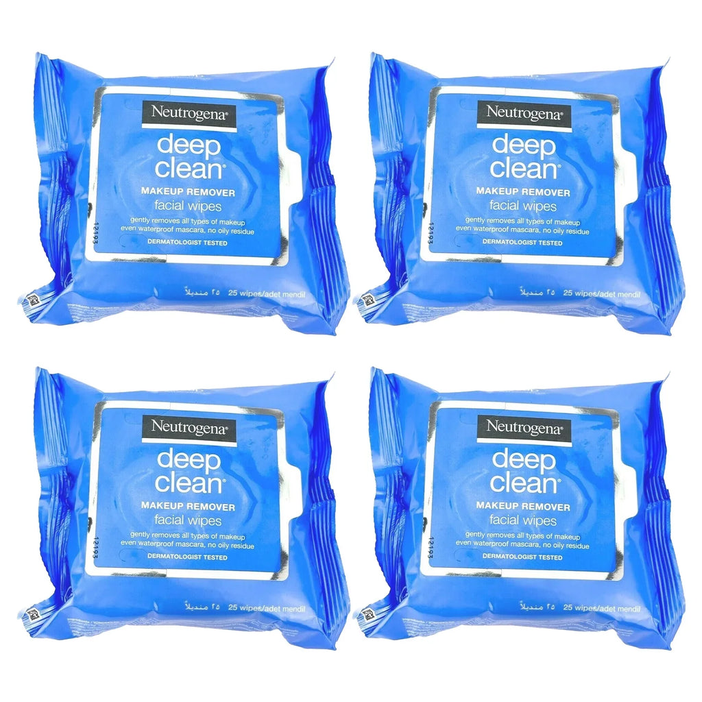 Cleansing of Facial Remover Wipes,25 Towelettes (4) Up Ct Refil Make Neutrogena Pack