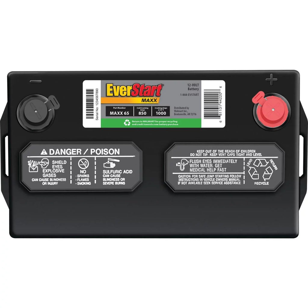 Battery, 12 EverStart Volt Lead Automotive 65 Group dimension Maxx 850 CCA Acid