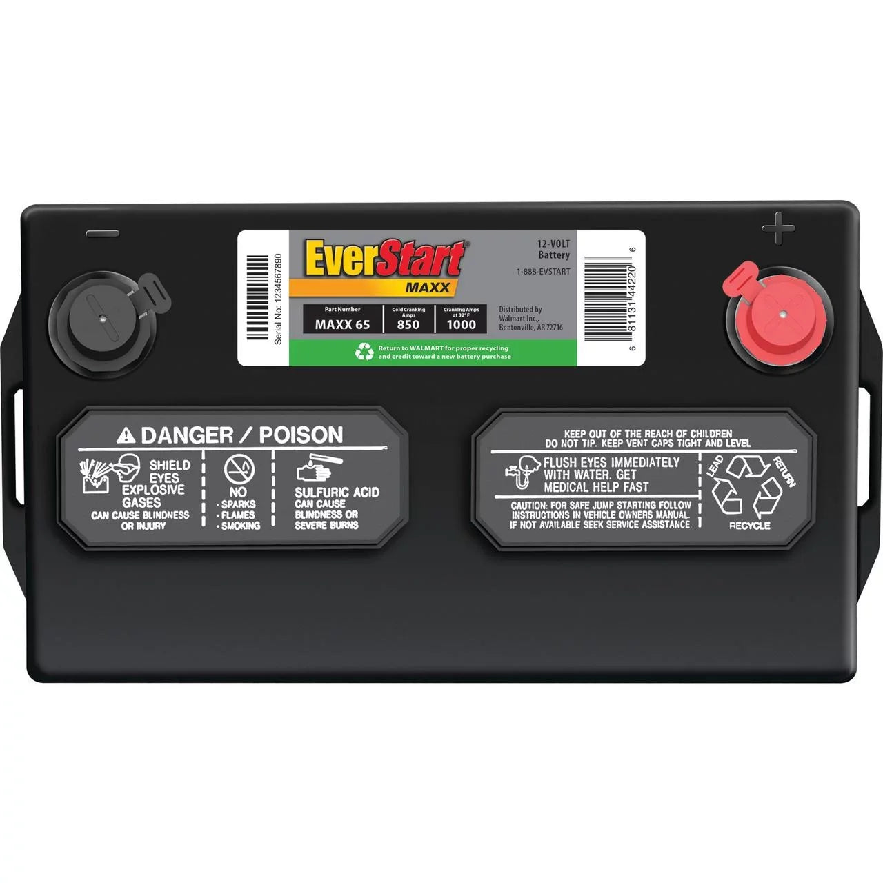 Battery, 12 EverStart Volt Lead Automotive 65 Group dimension Maxx 850 CCA Acid