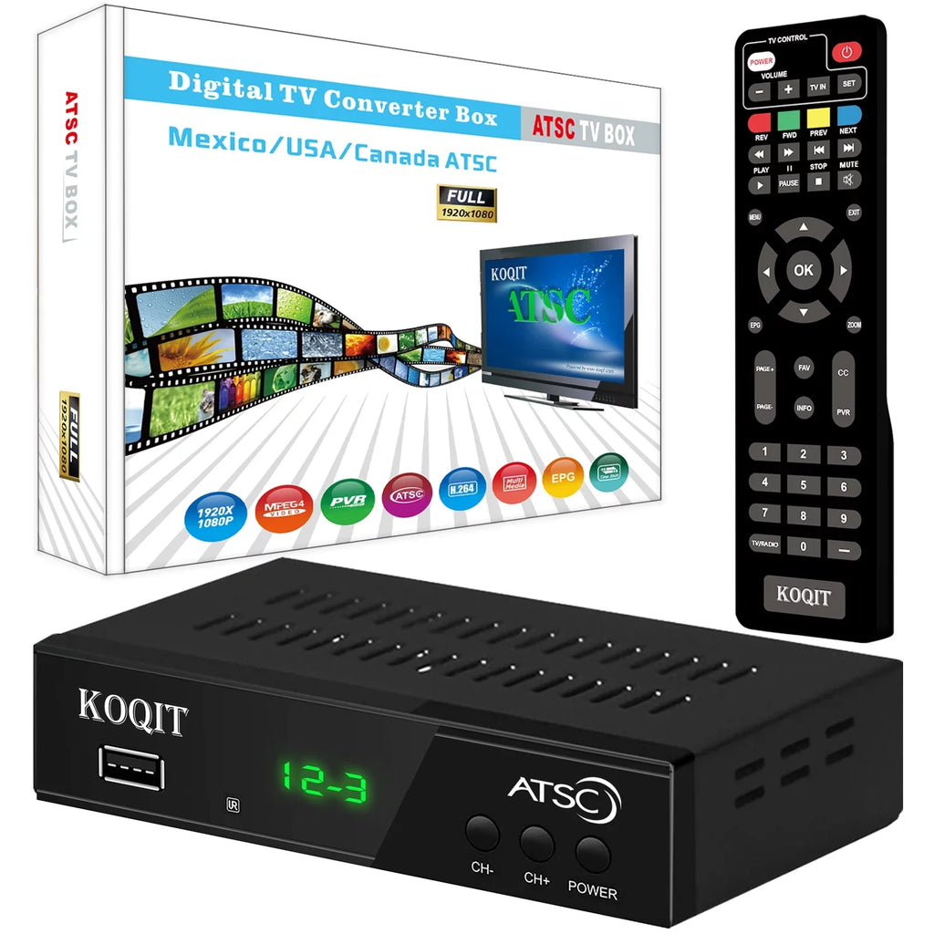 Digital Multimedia Recorders TV ATSC to tv Box, OTA USB, Clock HDMI Set Converter 12/24 to Hours, to Tuner Coax Box Box Digital Analog Top Digital,