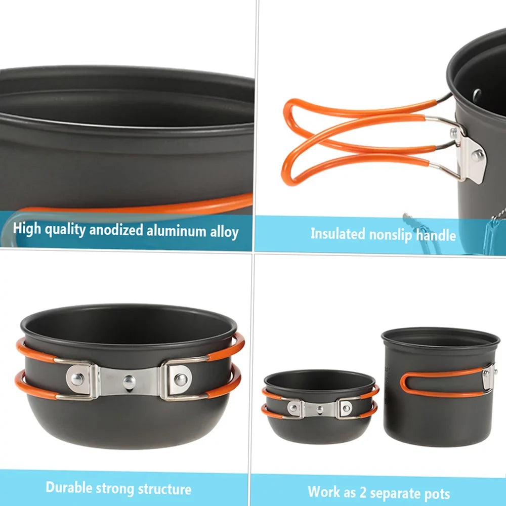 Spoon Camping Hiking Cooking Ignition Stove Picnic Backpacking Lixada Set Piezoelectric Fork Cookware Pot with