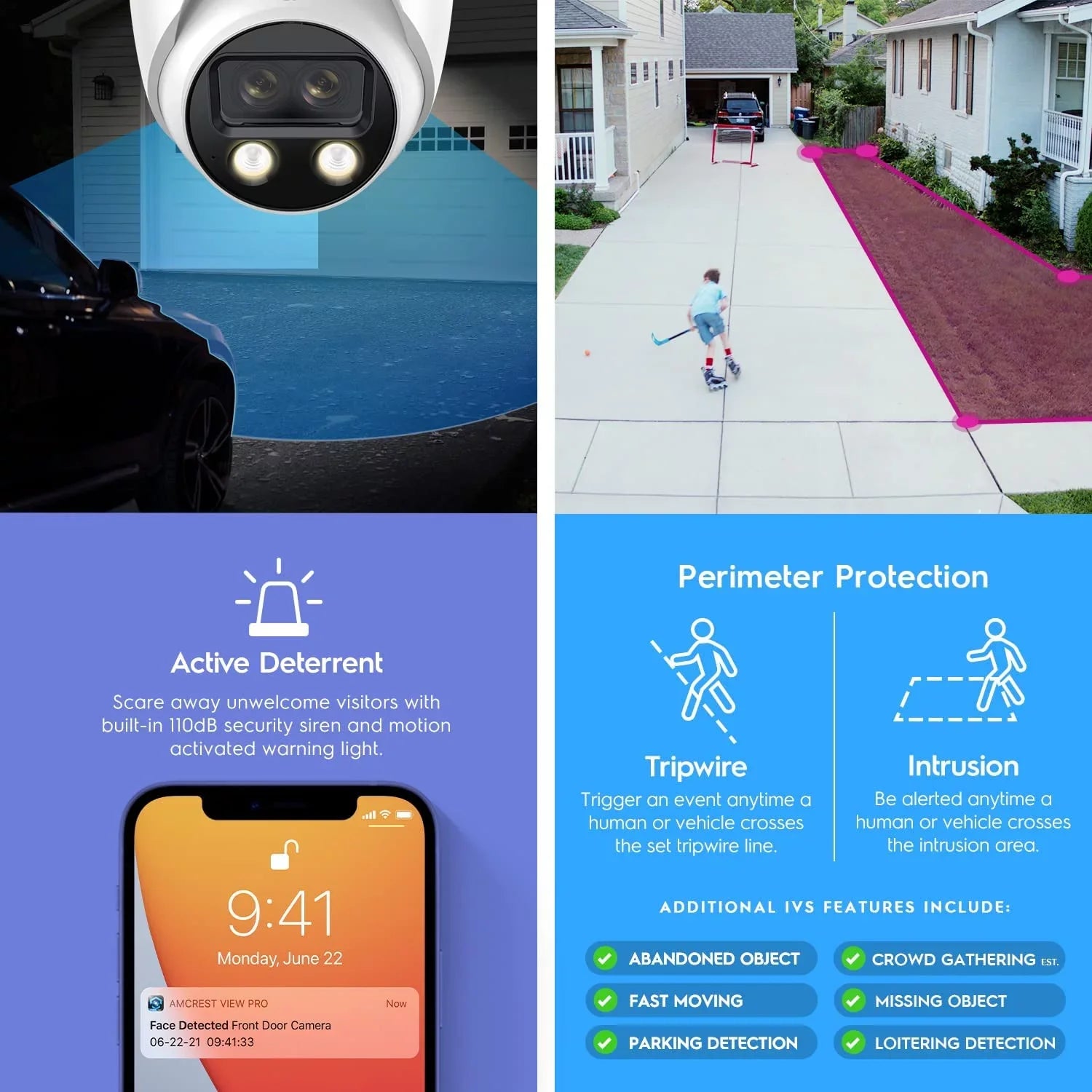 4K 4MP) 8MP Security exterior Camera, x AI POE (2 x Dual-Lens IP Amcrest Turret (2 2K) @25fps,