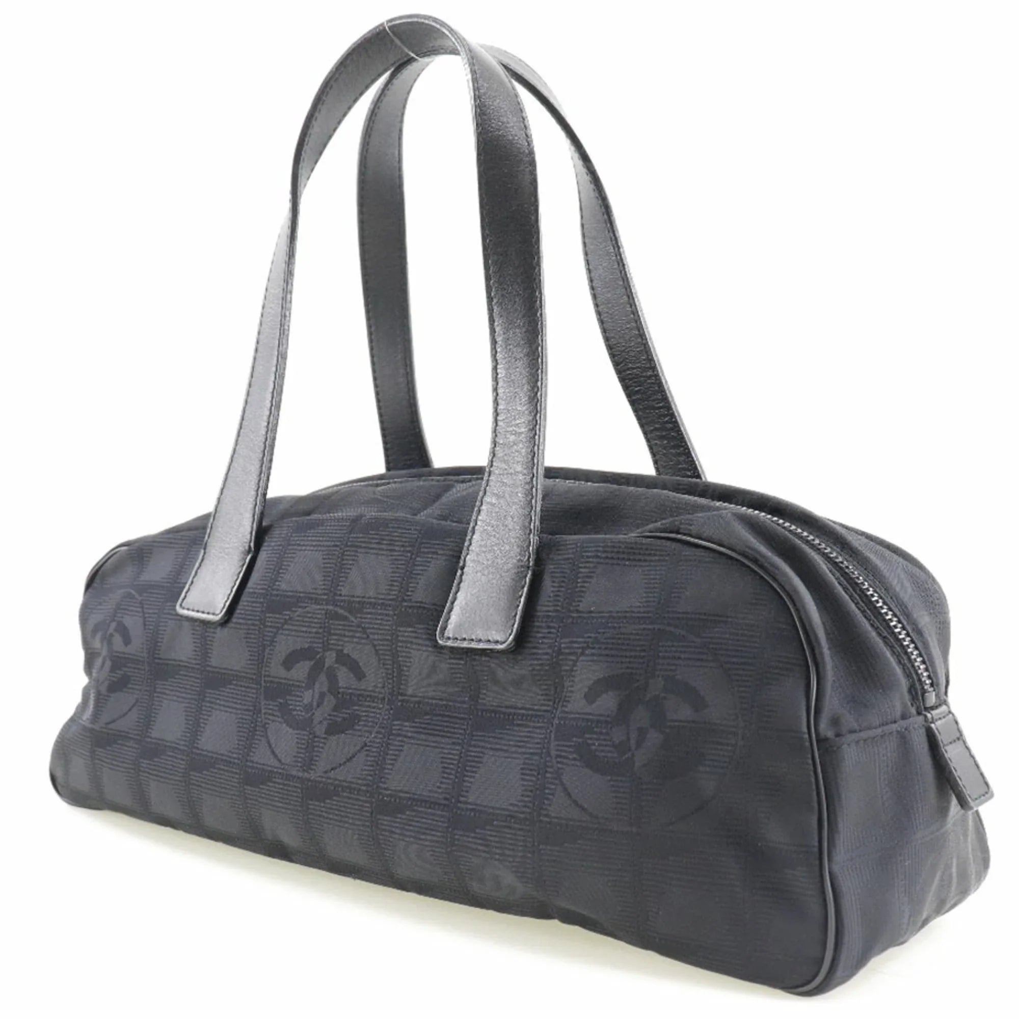 Boston Black Used Handbag Nylon A15828 Canvas Travel New Ladies Authenticated Line Mini