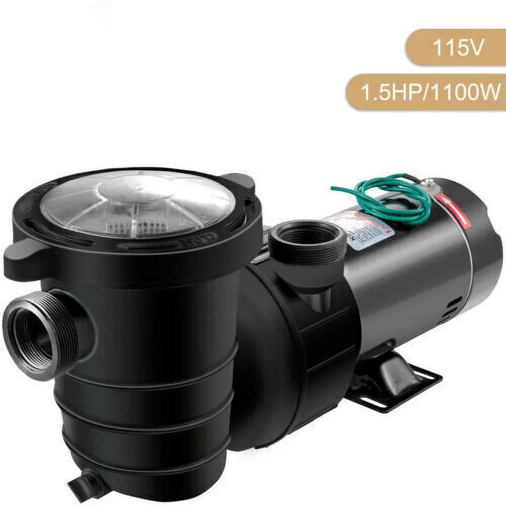 W 1.5HP Pump Ground 1100 92GPM Above Swimming 3450rpm SPA Pool Filter w/Strainer