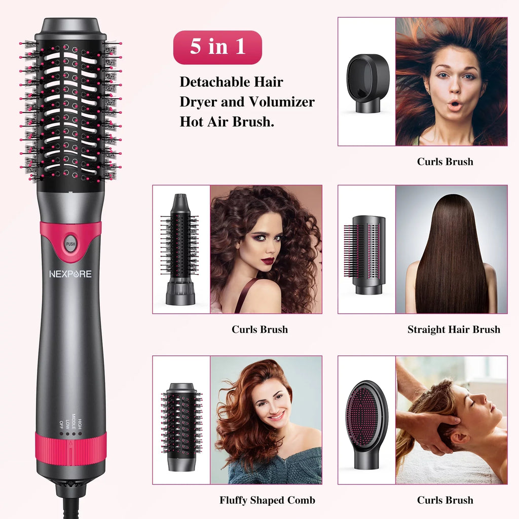 Suction Curler Styling Air Hair NEXPURE Multi-Head Multifunctional in Hot Dryer Ion Women Salon 5-in-1 Comb,Negative Tool, 5 Detachable for Hair Automatic 1