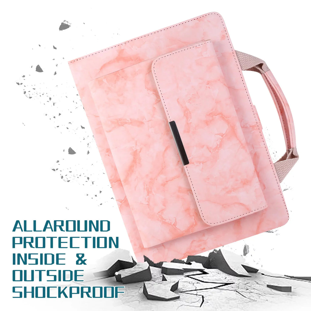 PU Pocket Magnetic & Cover Air Bag with Marble 2 Multi-Angle 1st/iPad Folio 9.7 Dteck Wake/Sleep], Leather Document Pro 5th [Auto Gen Case, 6th Case, Generation Handle iPad Pink iPad Case, Stand iPad