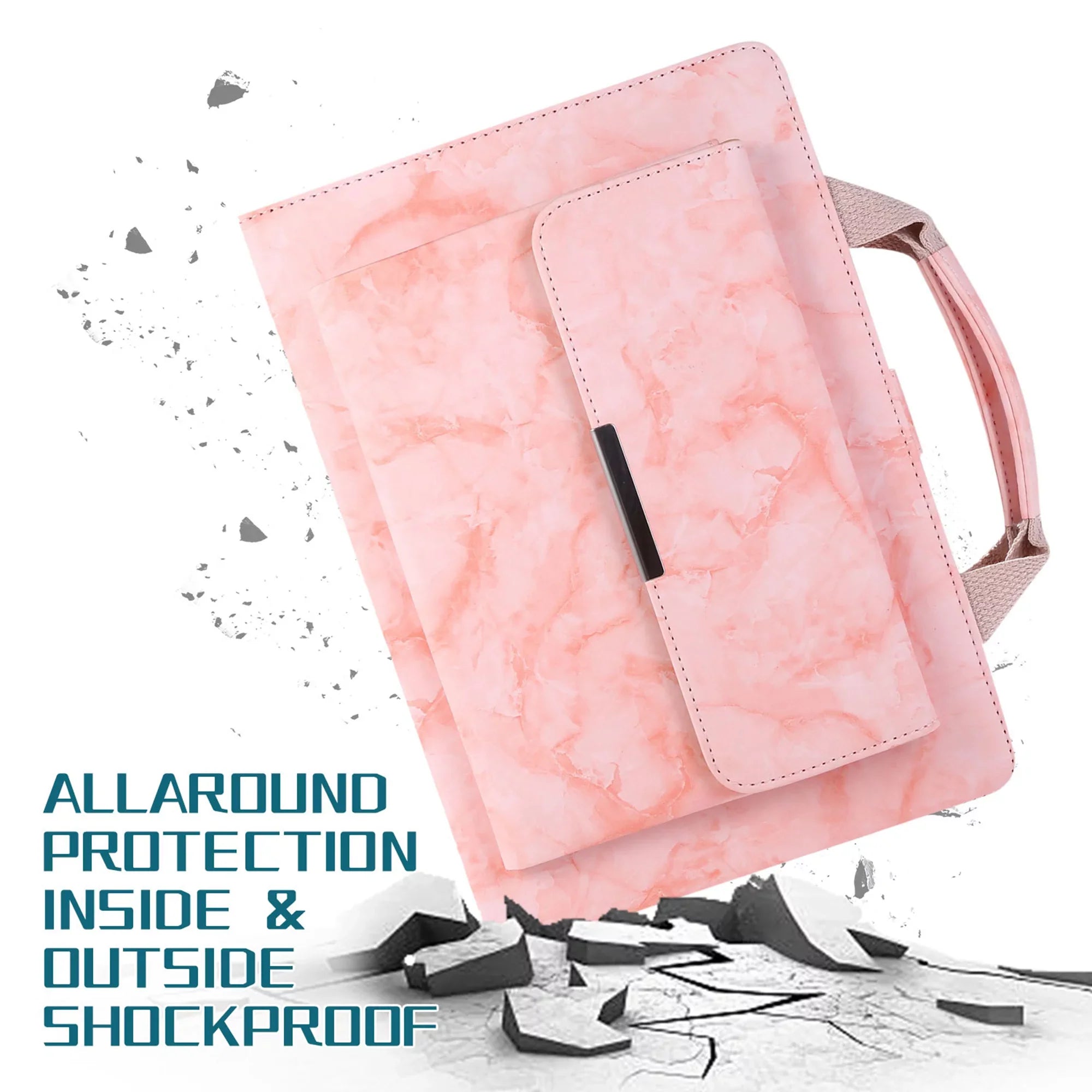PU Pocket Magnetic & Cover Air Bag with Marble 2 Multi-Angle 1st/iPad Folio 9.7 Dteck Wake/Sleep], Leather Document Pro 5th [Auto Gen Case, 6th Case, Generation Handle iPad Pink iPad Case, Stand iPad