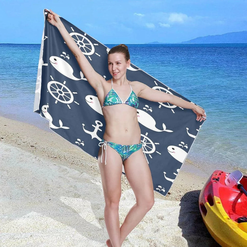 Super Quick Travel Beach - Anchor - Lightweight Swimming Towel Holiday Camping （429） Oversized Dry Bestwell Retro for Whale Absorbent Towels Compact Towel Cartoon