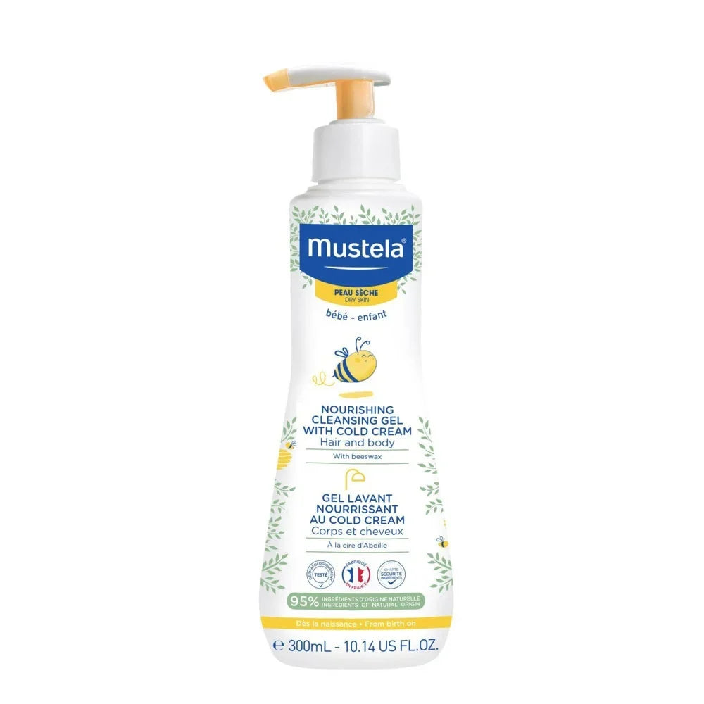 Nourishing & Cold 2-pack Body Cream 10.14 Mustela oz, Dry For Baby Gel Hair Cleansing Skin with -