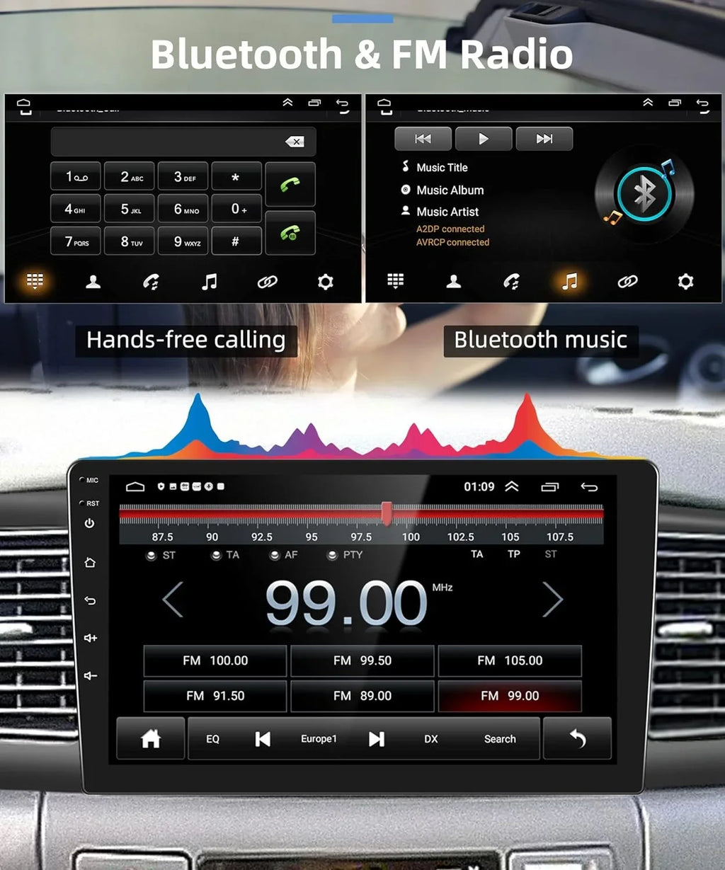Rimoody Mirror Android Radio ex for Camera Car with Carplay, Backup 9 1G+32G FM Stereo THONZER Touch GPS Corolla WiFi Car Link Bluetooth SWC Inch Wireless Toyota 2007-2012 USB RCA Screen +