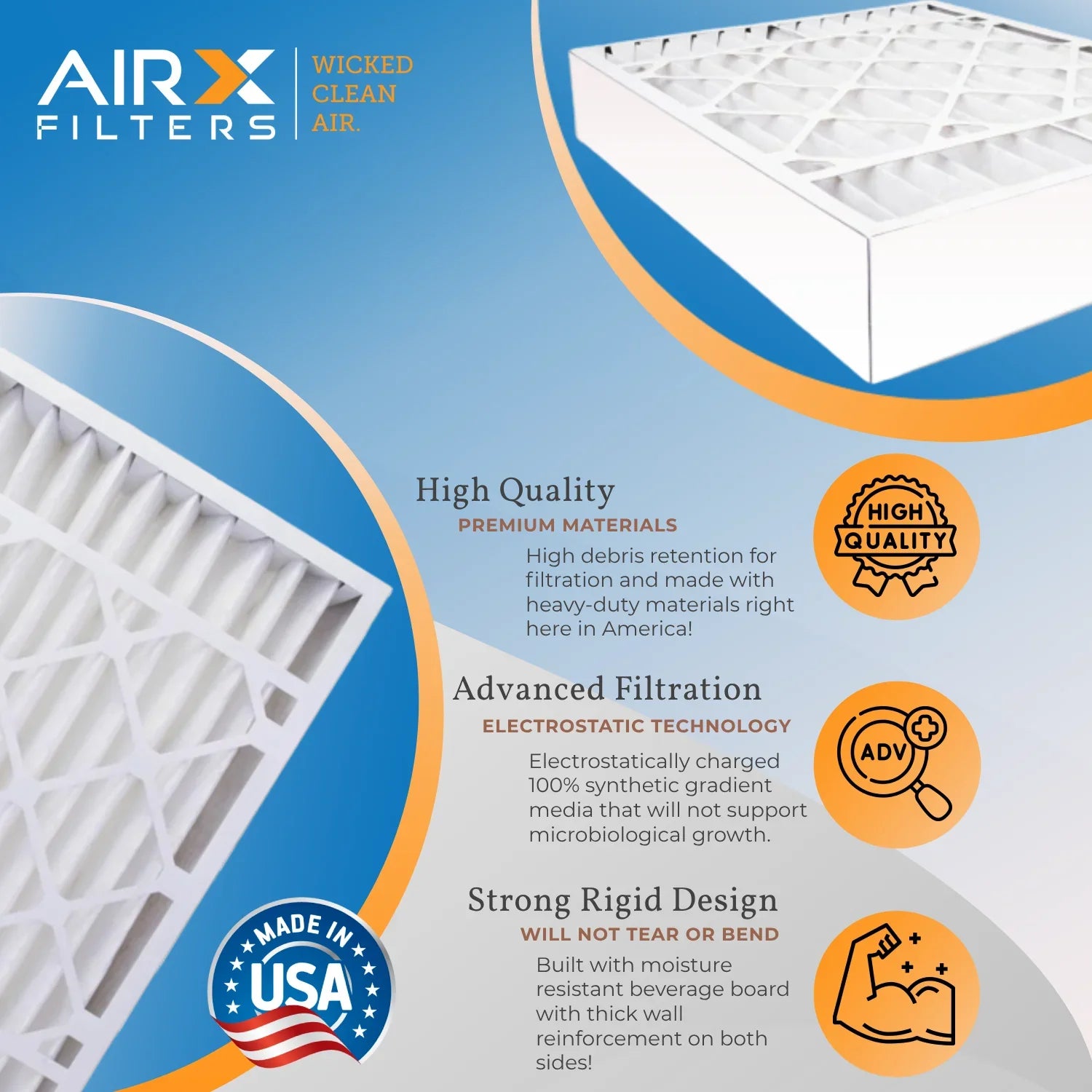 to 255649-102 Filter 2 AIRX Pack MERV by 8 Comparable & Made Bear 20x25x5 Compatible CLEAN Filter Air AIR. FILTERS 700 Premium WICKED USA with Air FPR MPR 5 20x25x5 Furnace