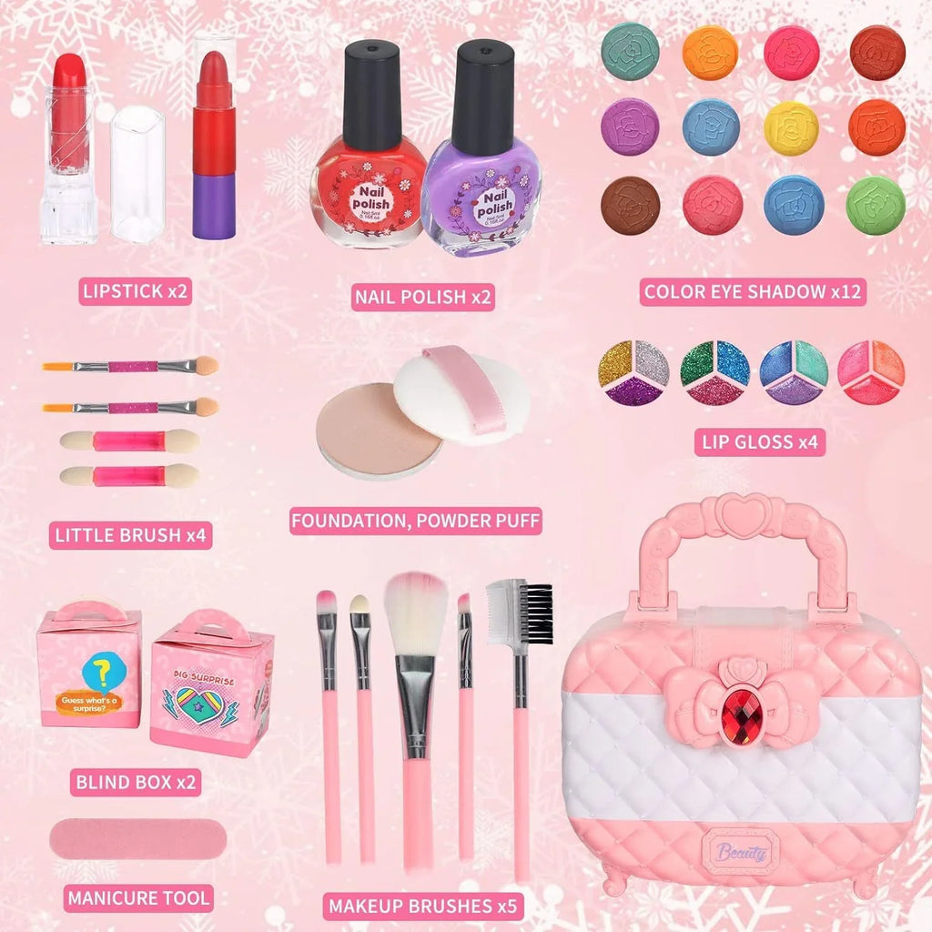 Girls, for Makeup Christmas Makeup Non-Toxic Kit Set Washable Girls & Frozen Makeup Toddler Kids 3-12 Pink Kids for Real Birthday Makeup Year Set, 24Pcs Olds Cosmetic Safe Gift, Toys