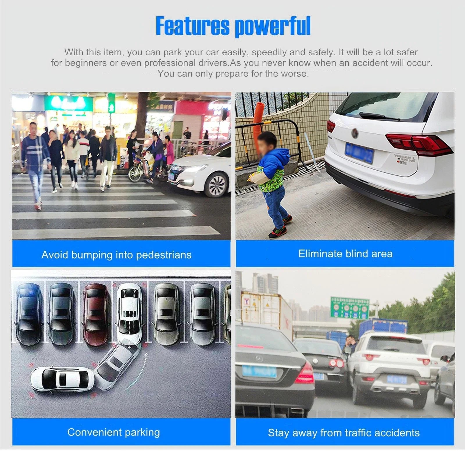 Reverse 4.3in Rear HD Car System Plate Parking Monitor License Backup Camera View