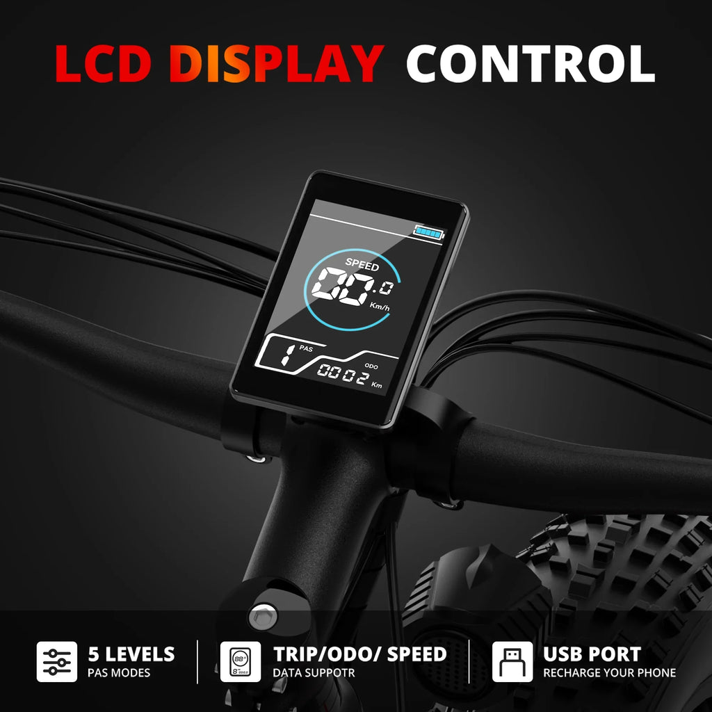 Removable with UL2849 15Ah Tire Electric Bicycle,Dual AMYET Absorber Shock Mountain Electric 48V Ebike Adults,750W &65 Commuter 7 Speed Bike for Bicycle Miles Gears,26" Fat Battery,19MPH EB26 Electric