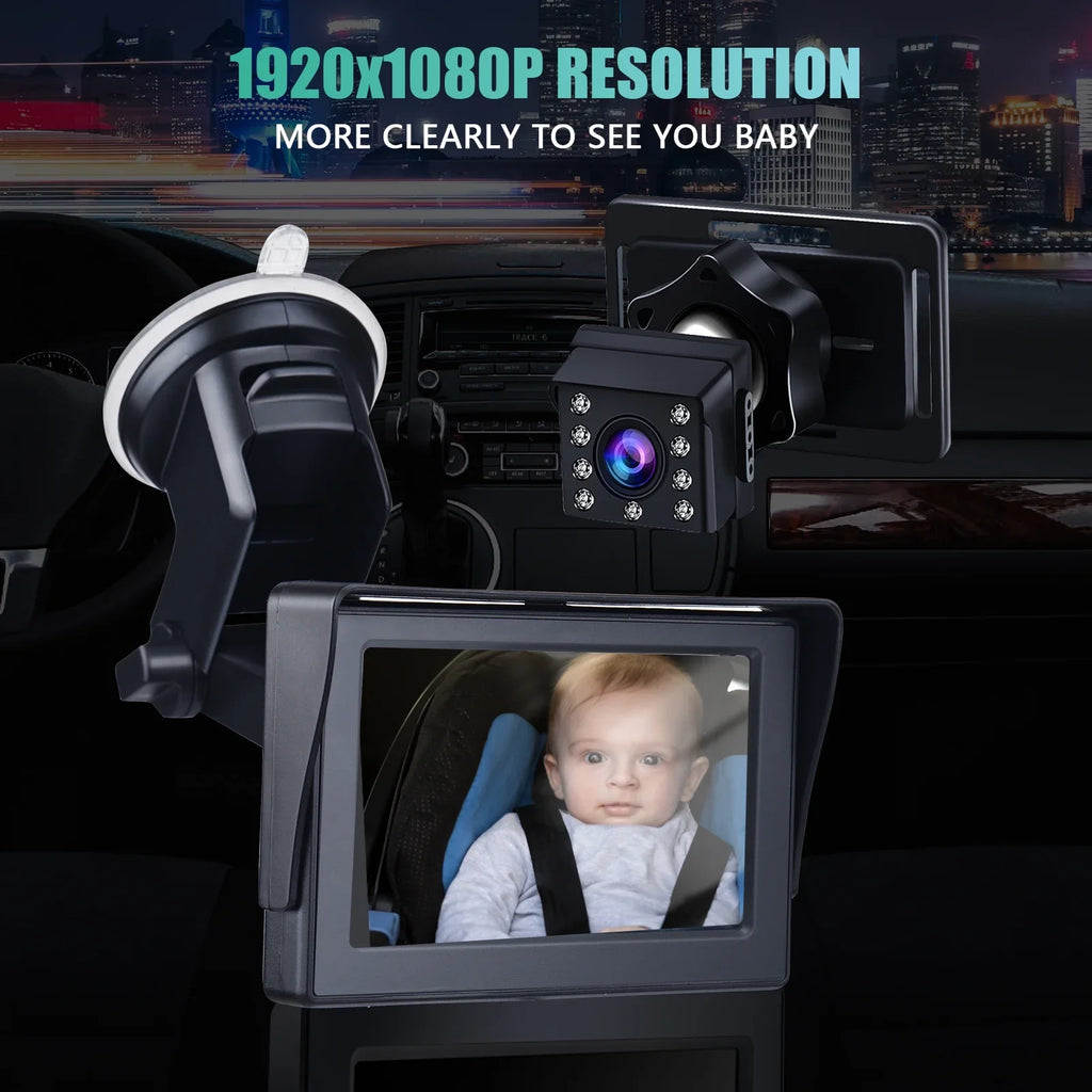Car Length 1080P Car Safety with Clear Car 5M Angle Inch Cameras Cable Mirror Wide Long 4.3 Mirror Adjustable Seat View Crystal Mirrors Monitored