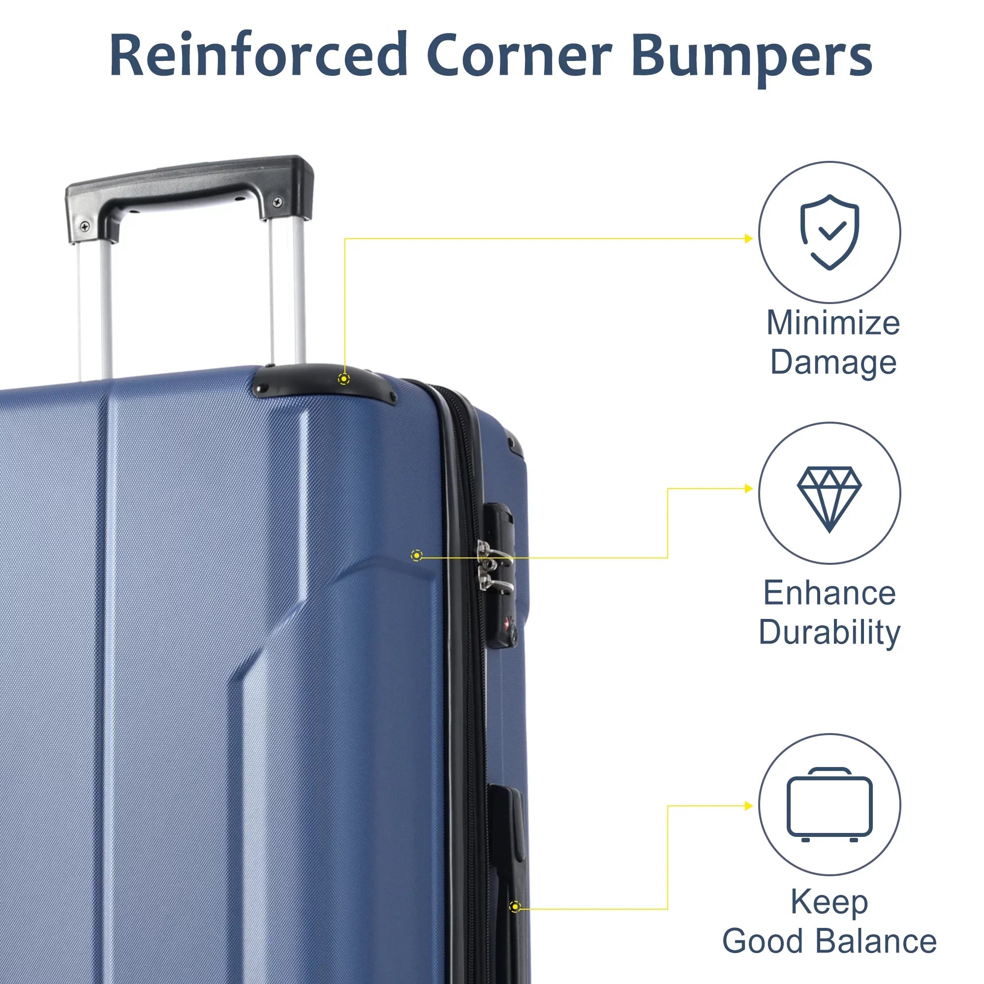 20" Luggage Upright Lock 360°Spinner Double Luggage Spinner Hardside Hardshell Suitcase, Expandable Lightweight, with Suitcase TSA Hardshell