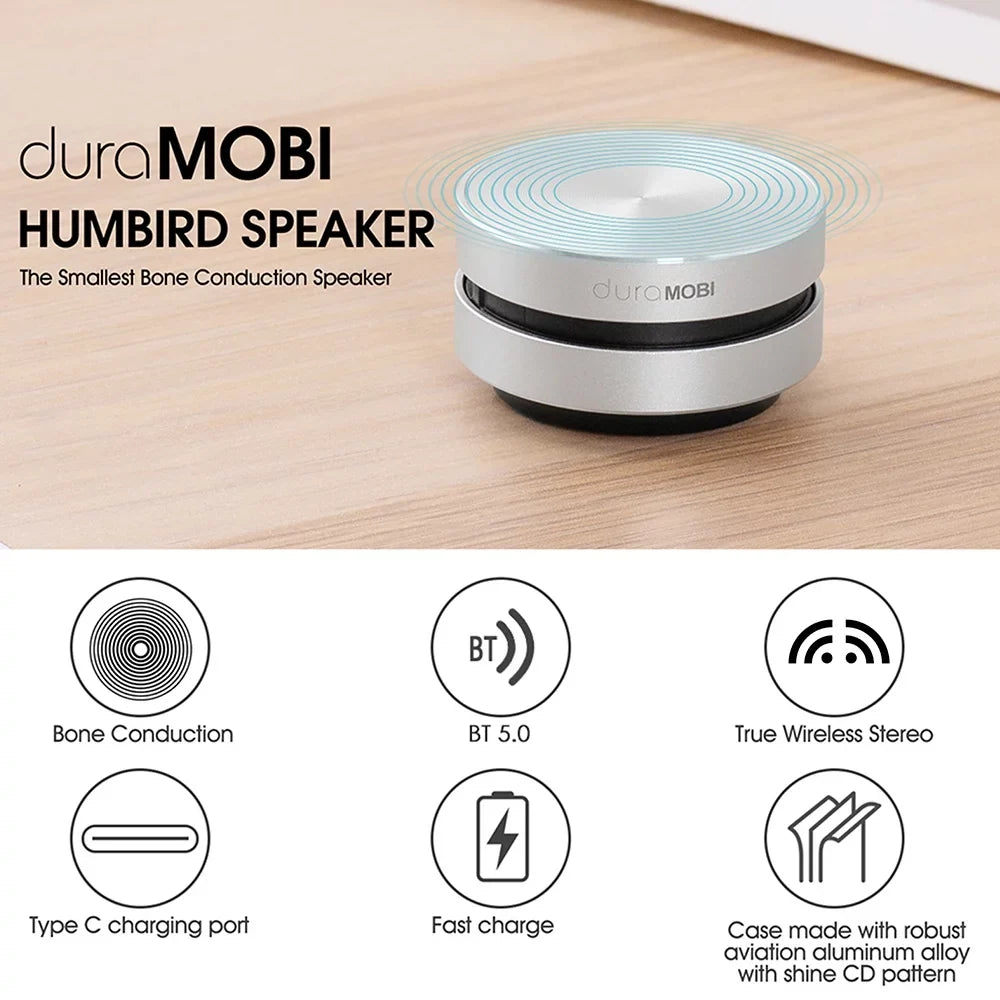 Sound Portable Packs MOBI BT 2 Stereo Box Sound Speaker Mic Built-in Silver Loud Conduction Wirelessly Mini Speakers Dura Bone