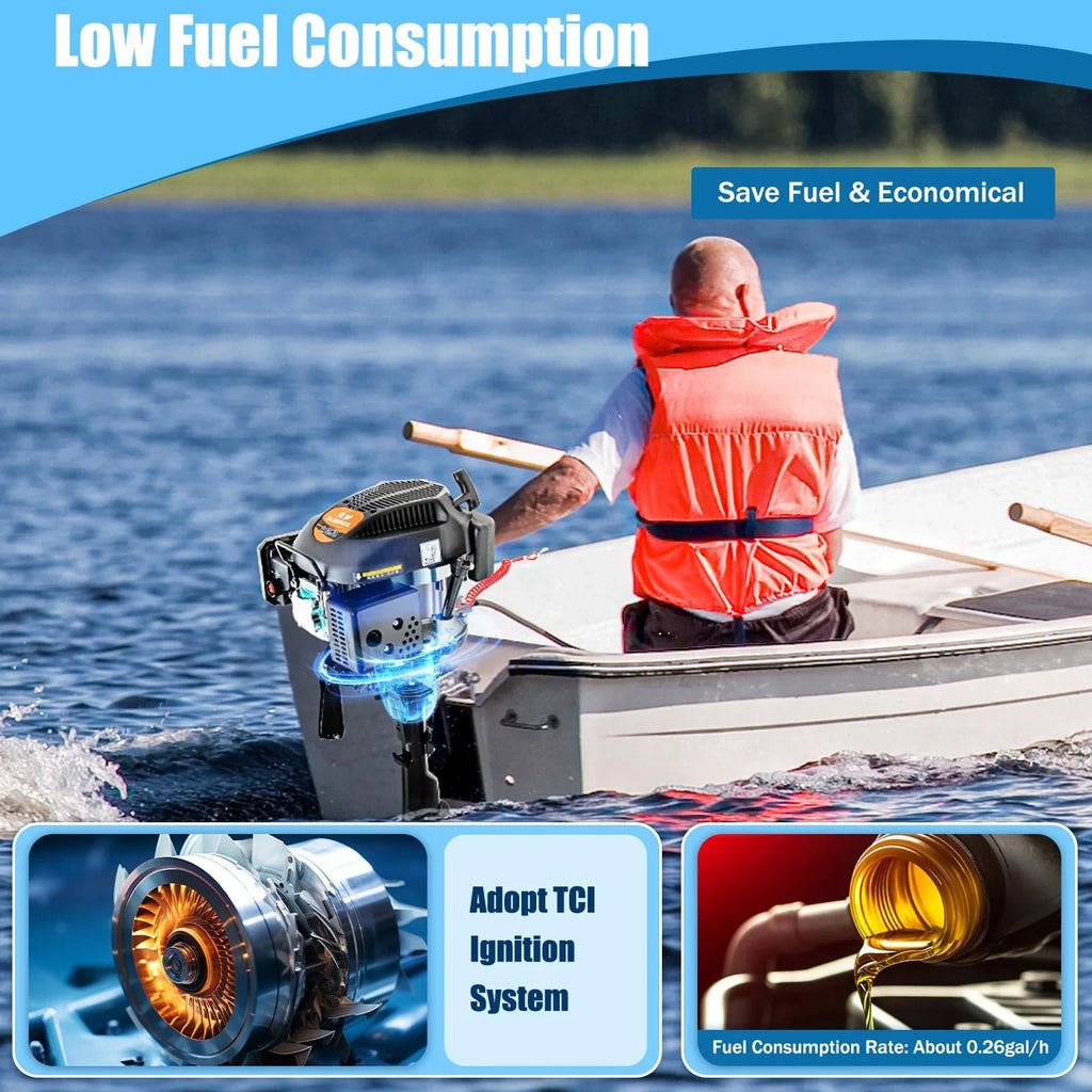 Outboard HP Air with Air Cooling Engine Engine System Shaft Tiller Cooling Stroke liquid 1:1.5 Boat 2500rpm 6 4 Fichiouy CDI Motor
