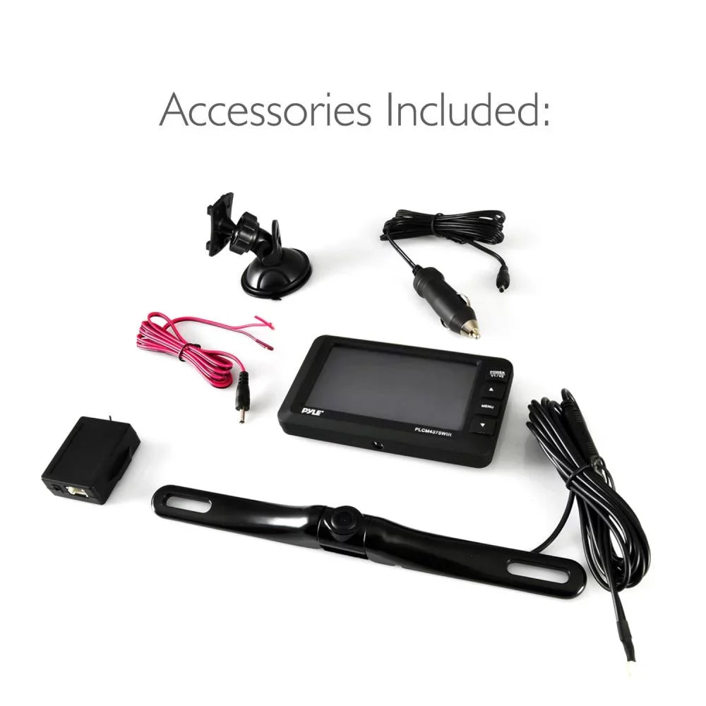 Wireless Backup Display PYLE PLCM4378WIR.5 Rear 4.3’’ System - & View Camera Kit - Screen Monitor with Parking/Reverse Vehicle