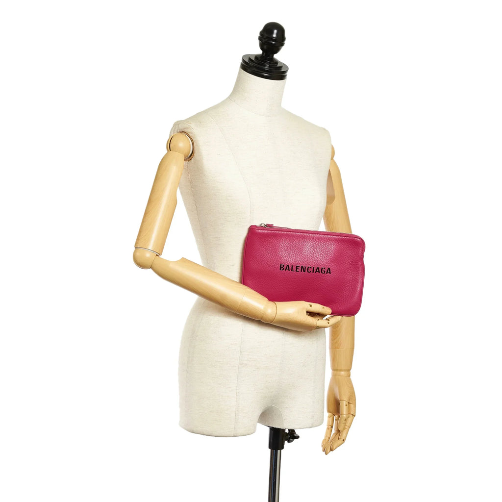 Pink Calf XS (Good) Authenticated Leather Balenciaga Pouch Everyday Women Pre-Owned