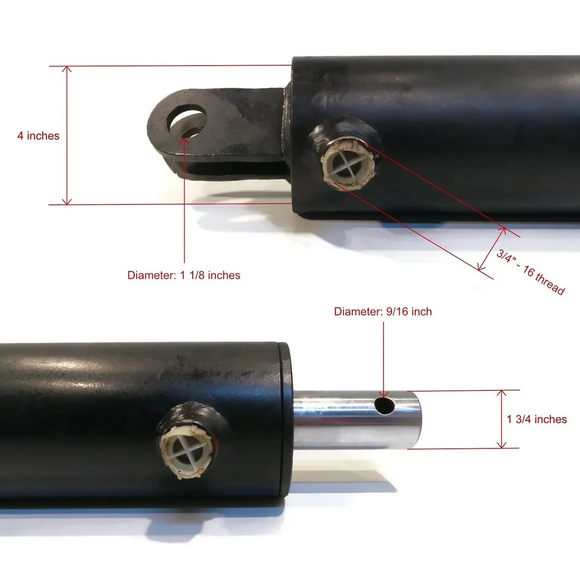 Welded, 4x24, Double-Acting, The Shop Hydraulic ROP Pressure Universal 3500PSI Max | Cylinder,