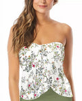 Top, Bandeau Swim IVORY Vince Tankini Draped Medium US Camuto