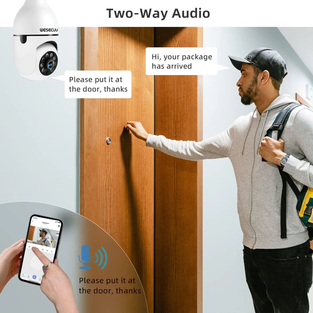 Security Color Full Day Security Camera Bulb Bulb Cameras Camera-3MP Security exterior Indoor 2.4GHz,360°