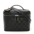 Matelasse Pre-Owned Leather Coco (Fair) Mark Shoulder Black Vanity Handbag Bag